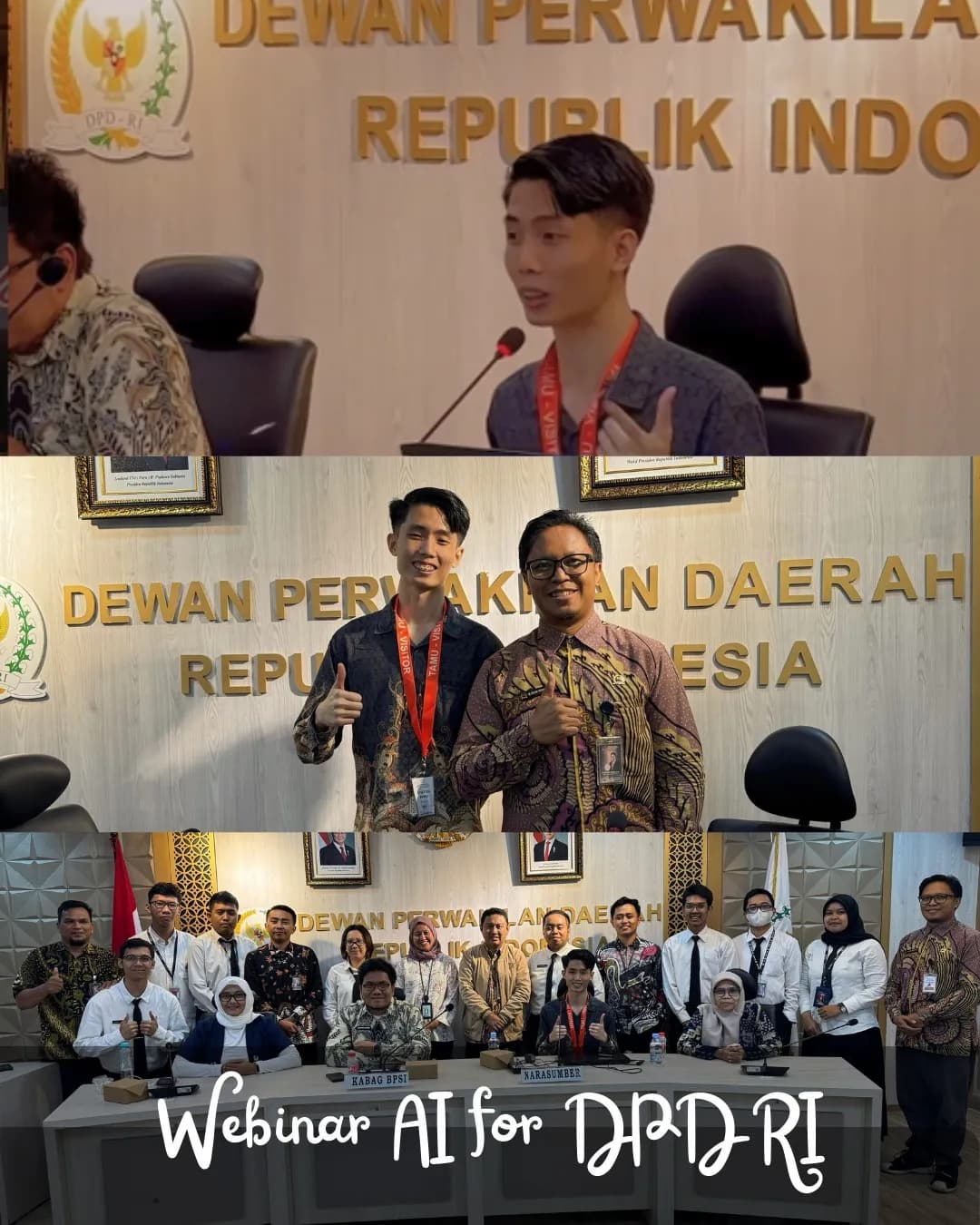 Aurelius Ivan Wijaya delivering AI training at DPD RI — Dewan Perwakilan Daerah Republik Indonesia
